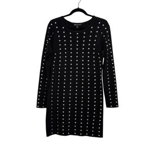 Black Studded Bodycon Sweater Dress • Long Sleeve • Glam Party Look